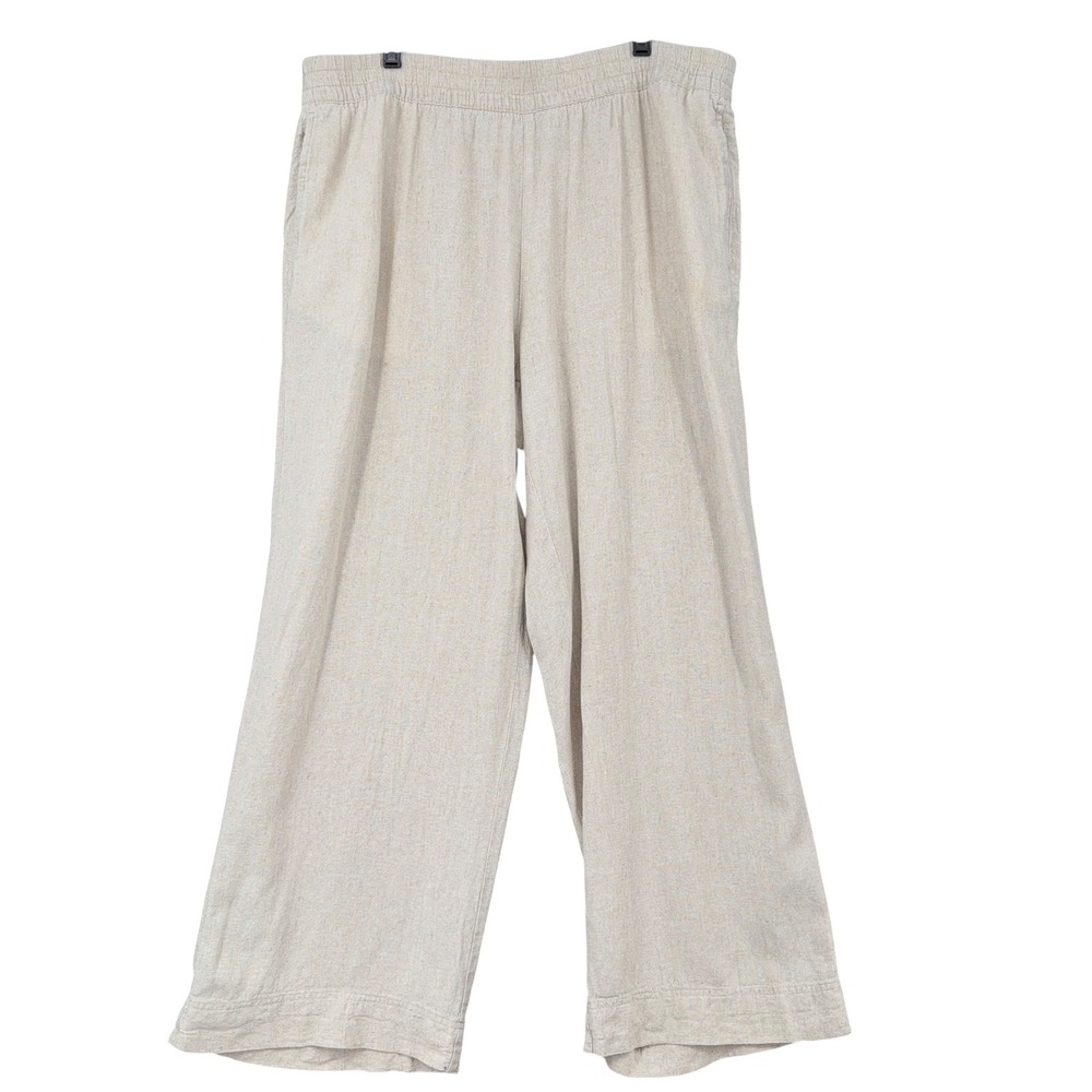 Old Navy Womens XL Beige Linen Blend High Rise Wide Leg Comfort Waist Pants - Picture 1 of 7